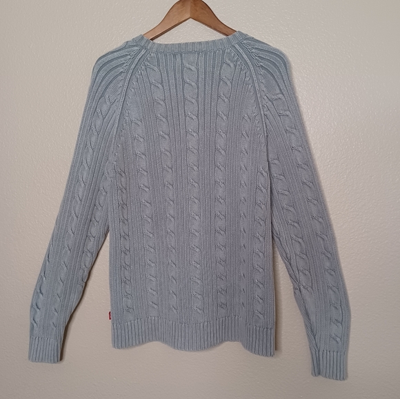 Levi Strauss Co Men's Large Grey Cable Knit Crewneck Long Sleeve Sweater Top - Picture 9 of 12